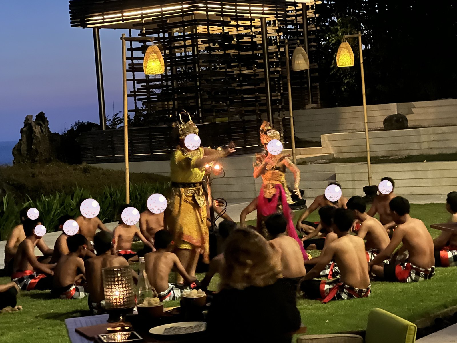 The Kecak dance performed at a venue on the property 
