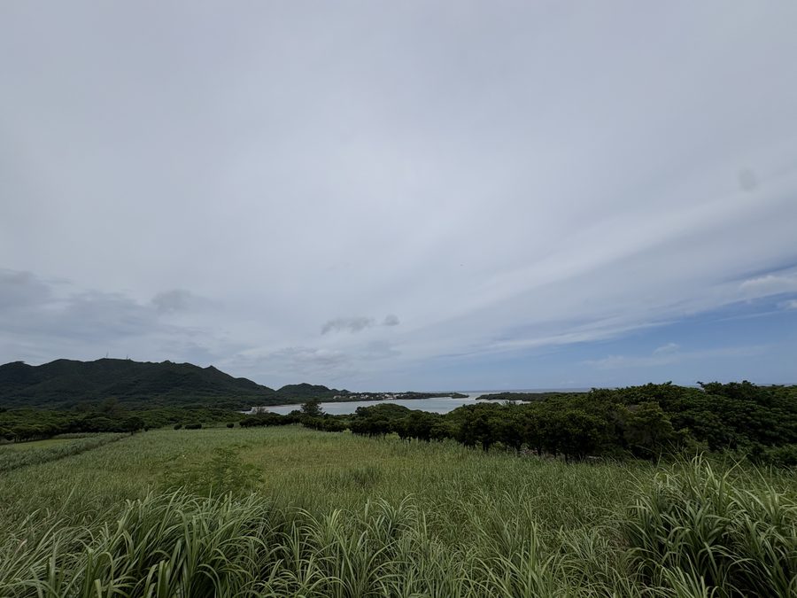 Kabira Bay seen from the lookout parking lot. Distant, but a beautiful view
