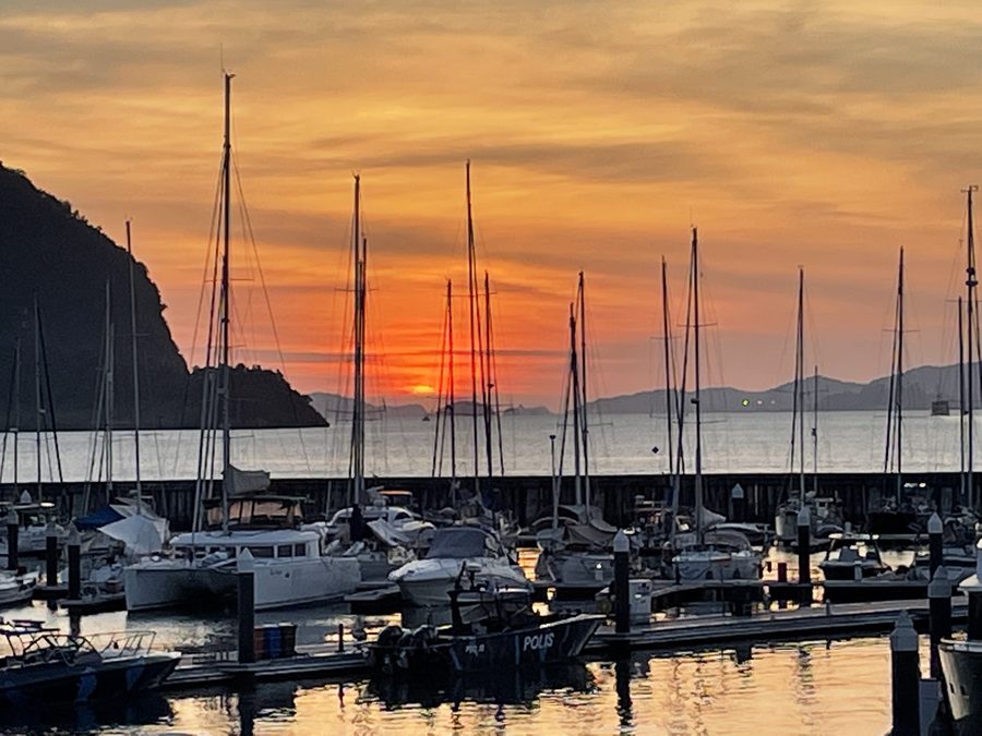 The marina at dusk.