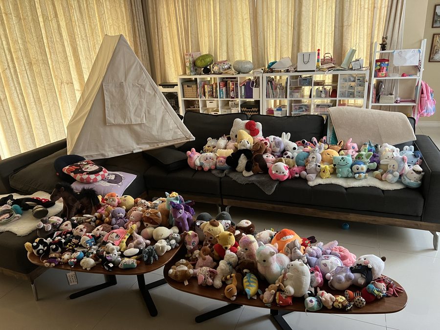 A corner of the room. The soft toys kept multiplying.
