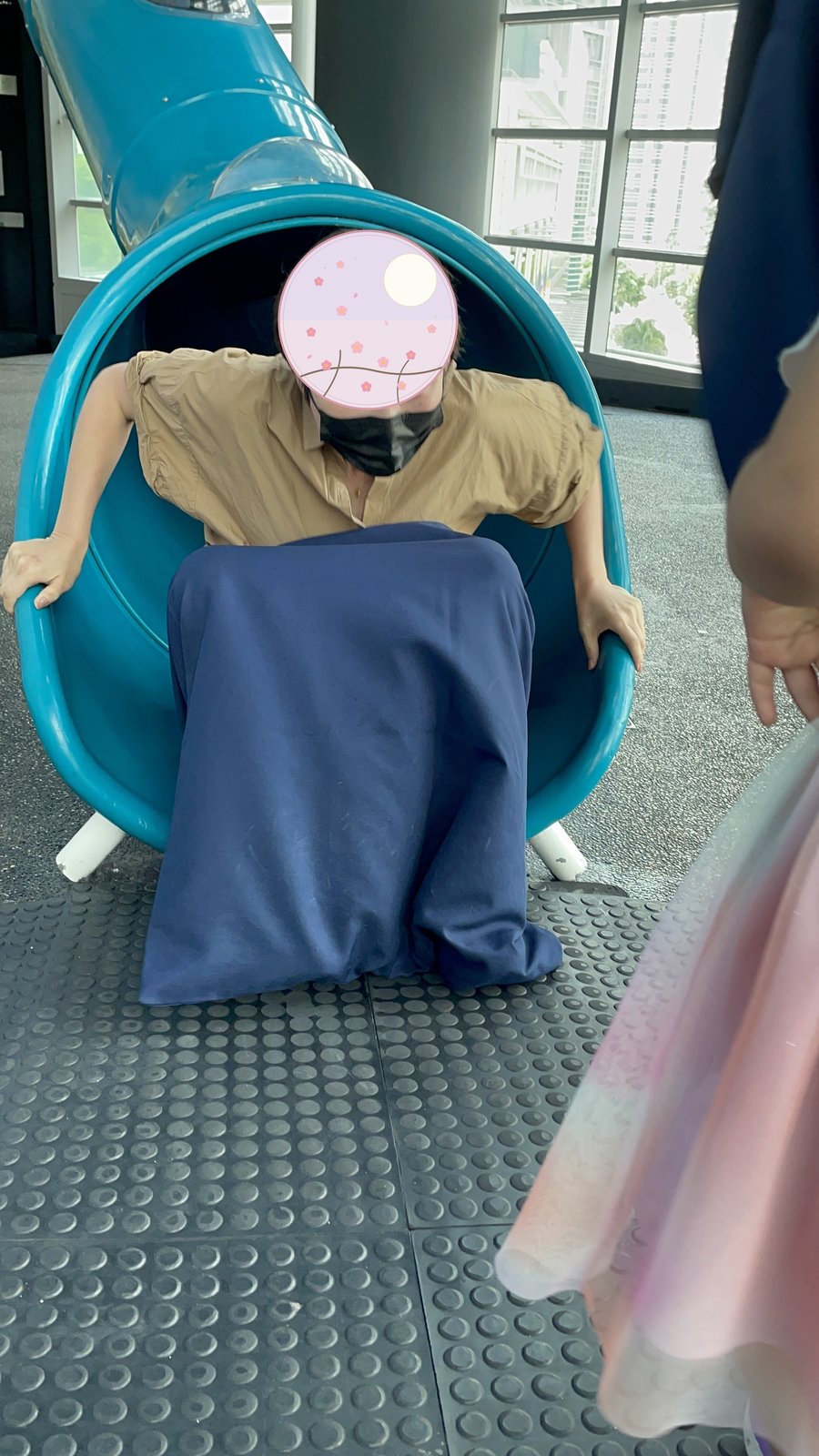Right after coming off the slide 