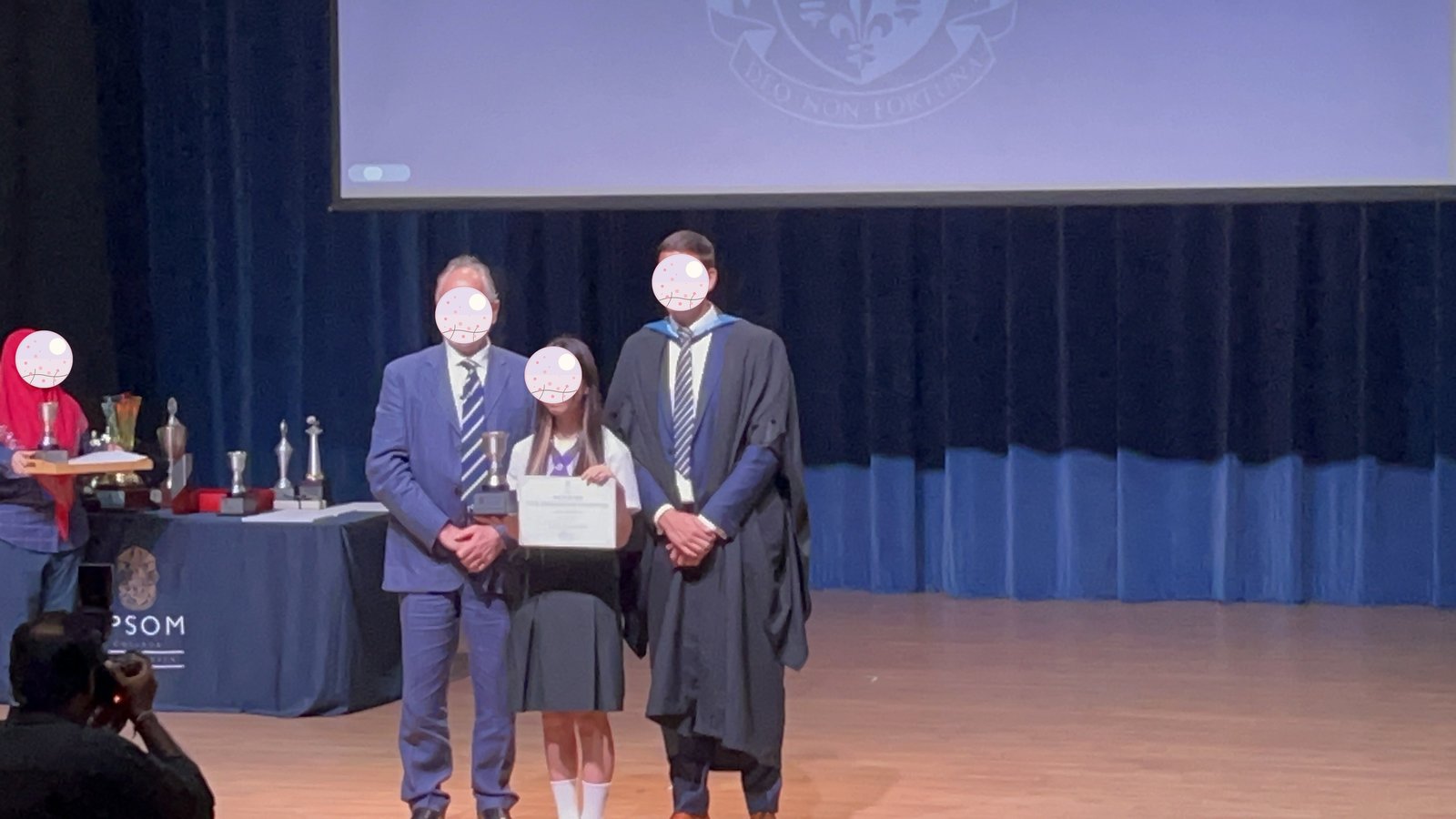 The awards at Speech Day. Hearing her name called, I was more nervous than she was