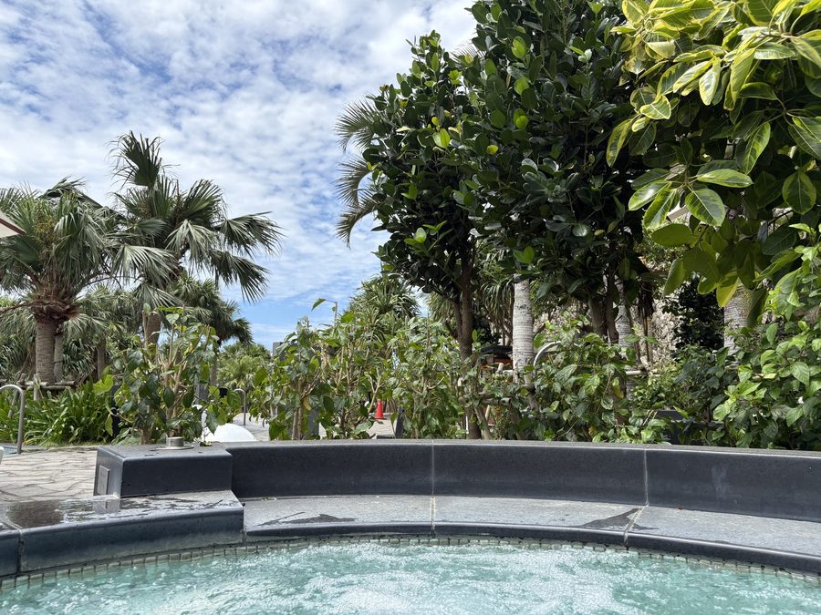 A jacuzzi among the trees — where the adults recover