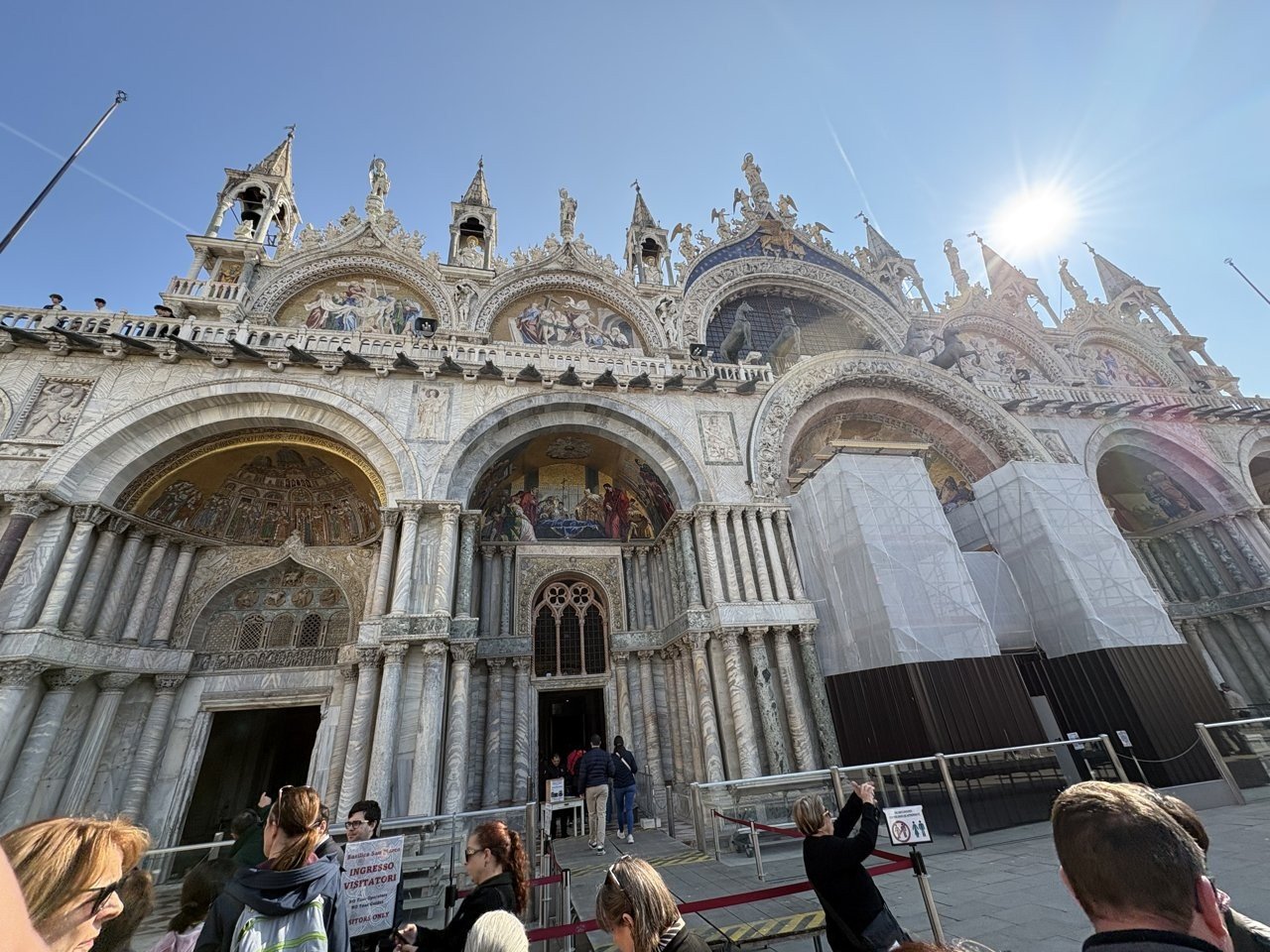 Photo: the façade of St. Mark's Basilica (March 25 / partly under restoration) — (check privacy before publishing)